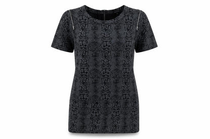 Front view of Limited Collection women’s black animal print t-shirt dress, size UK 10