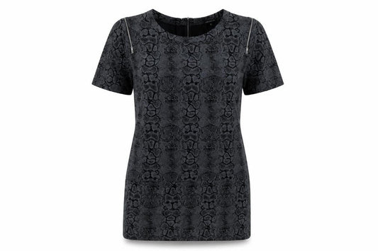 Front view of Limited Collection women’s black animal print t-shirt dress, size UK 10