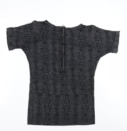 Limited Collection Womens Black Animal Print  T-Shirt Dress  Size 10