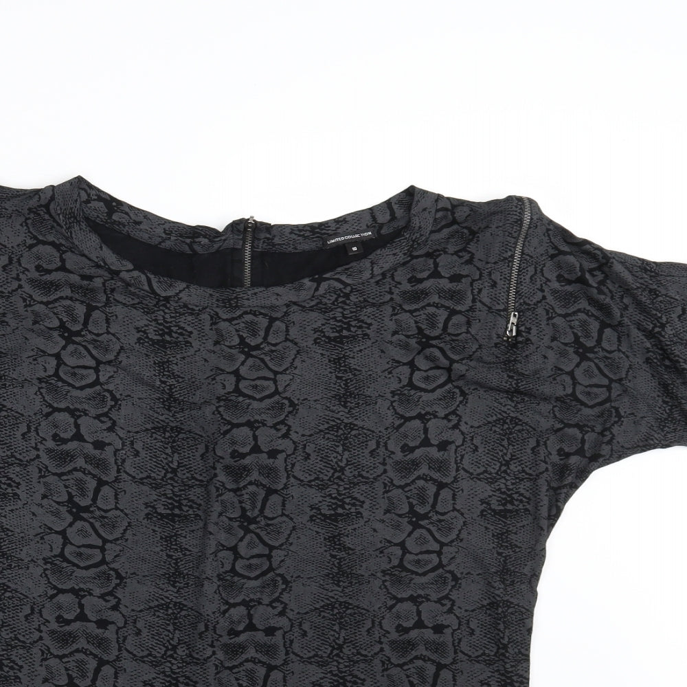Limited Collection Womens Black Animal Print  T-Shirt Dress  Size 10