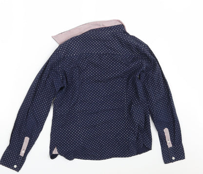 Rubin Boys Blue Polka Dot  Basic Button-Up Size M