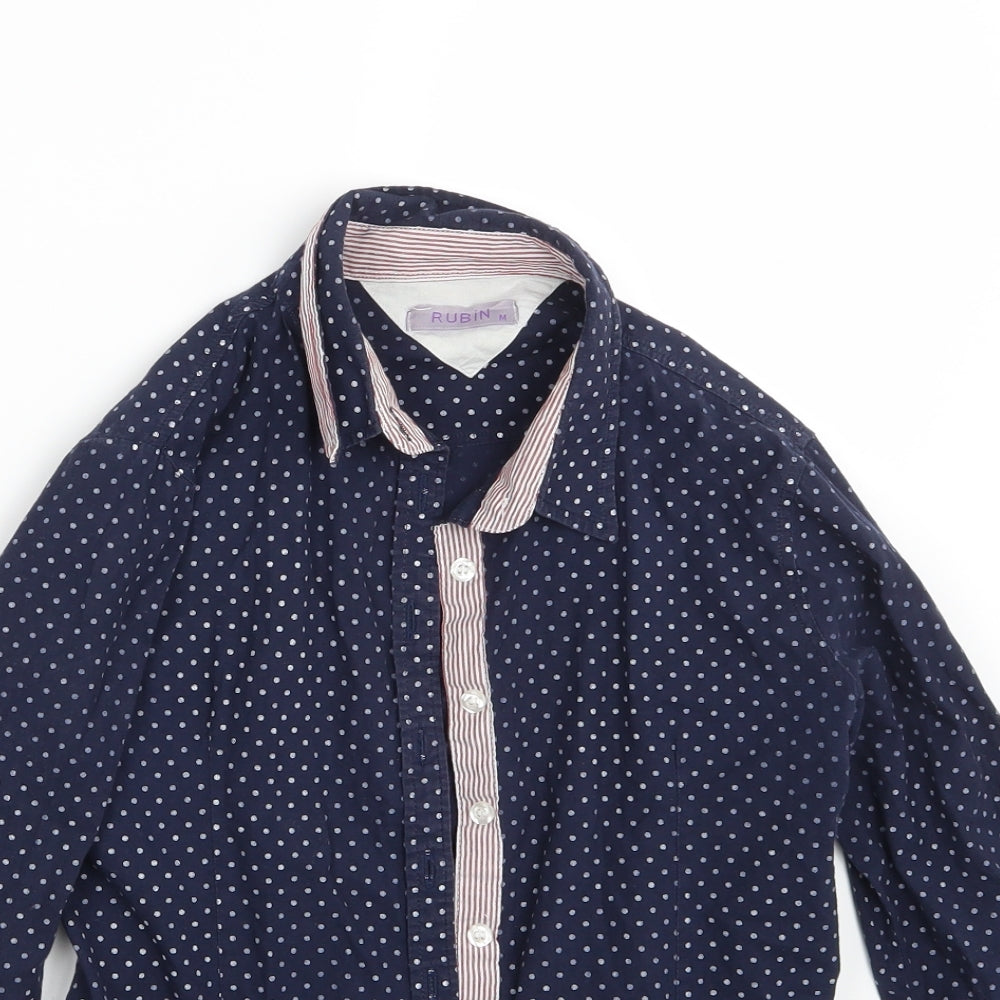 Rubin Boys Blue Polka Dot  Basic Button-Up Size M