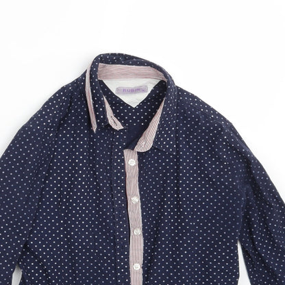 Rubin Boys Blue Polka Dot  Basic Button-Up Size M