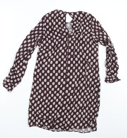 H&M Womens Purple Floral  Shirt Dress  Size 10