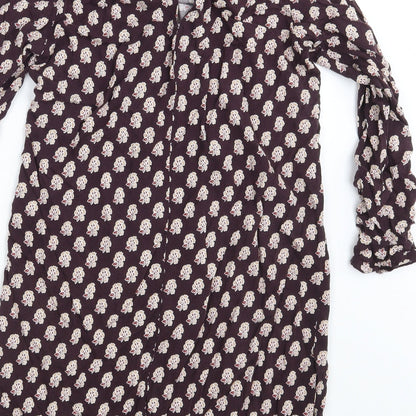 H&M Womens Purple Floral  Shirt Dress  Size 10