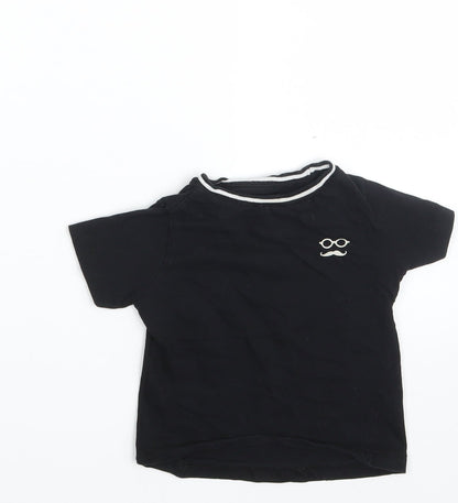 Additional front view of MAX boys’ black basic t-shirt, size 18-24, months