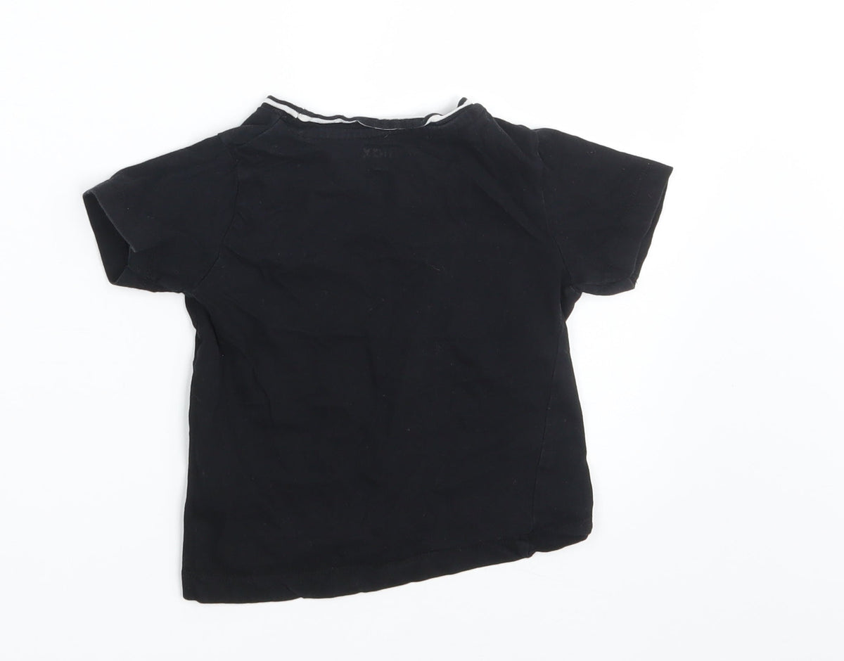Back view of MAX boys’ black basic t-shirt, size 18-24, months