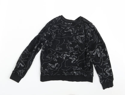 Nutmeg Boys Black Animal Print  Pullover Sweatshirt Size 7-8 Years