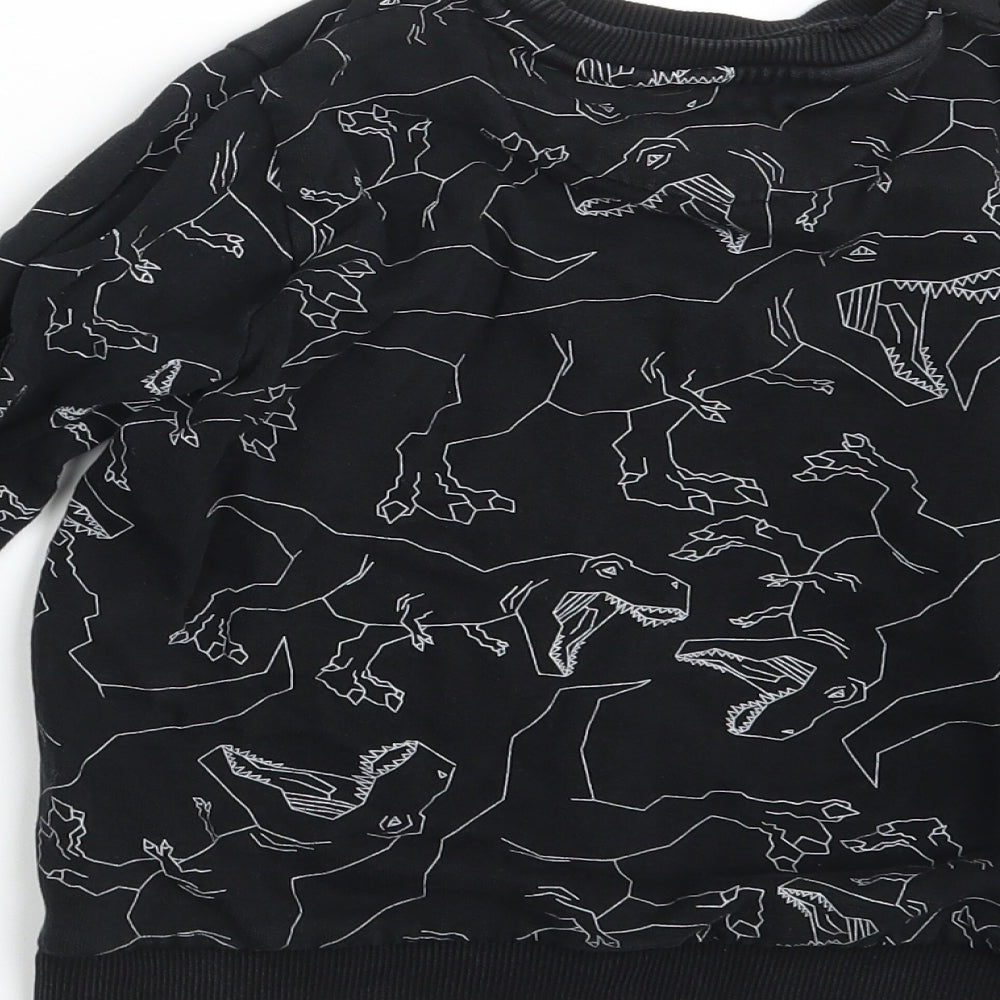 Nutmeg Boys Black Animal Print  Pullover Sweatshirt Size 7-8 Years