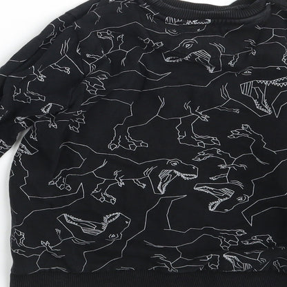 Nutmeg Boys Black Animal Print  Pullover Sweatshirt Size 7-8 Years