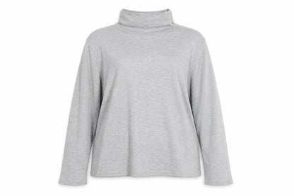 Front view of EWM women’s grey pullover sweatshirt, size UK 14