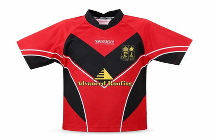 Front view of Samurai boys’ red basic t-shirt, size S
