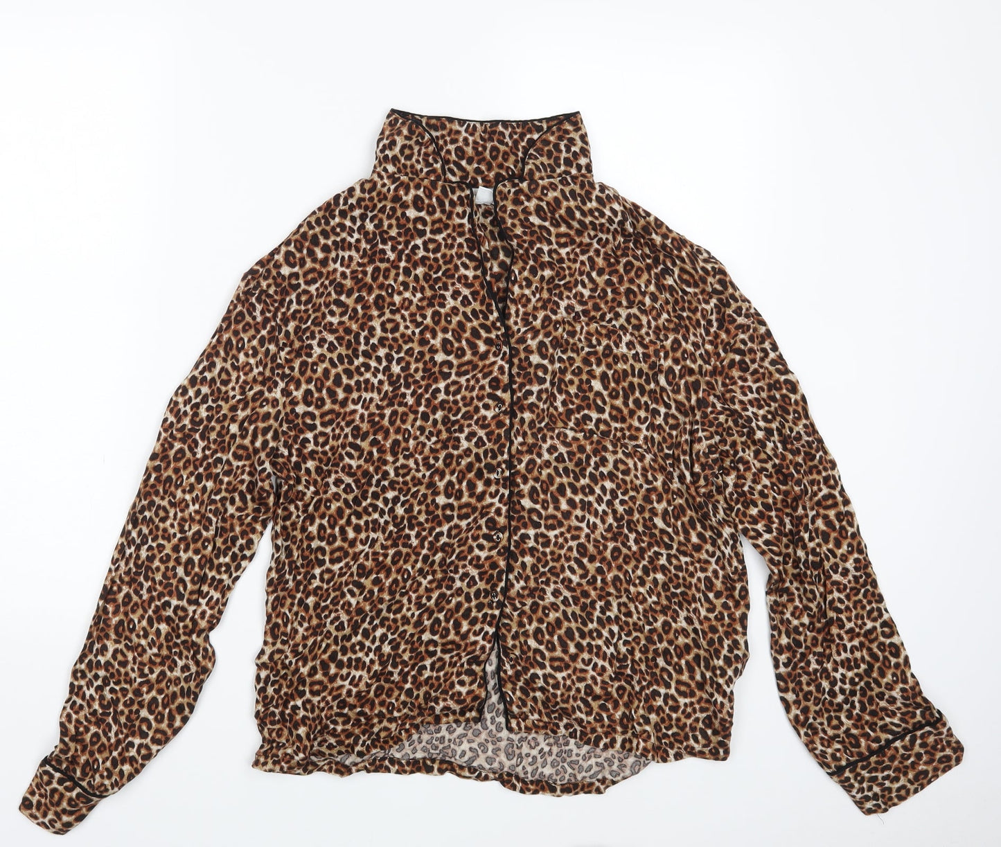 M&S Womens Brown Animal Print  Top Pyjama Top Size 8