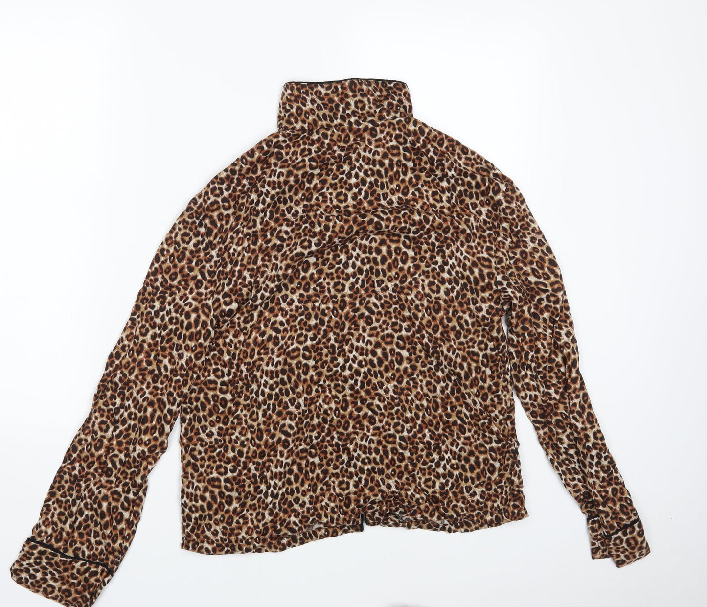 M&S Womens Brown Animal Print  Top Pyjama Top Size 8