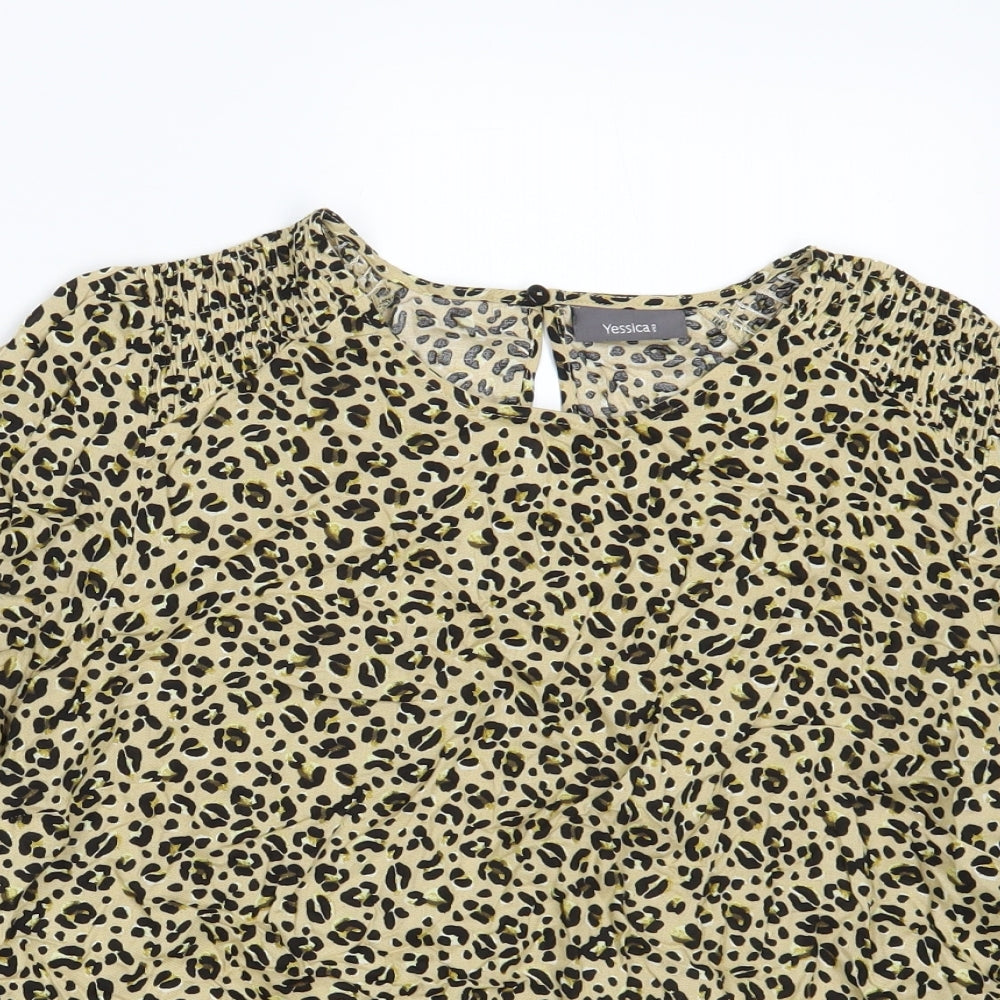 Womens UK Size 14 Yessica Yellow Basic Blouse