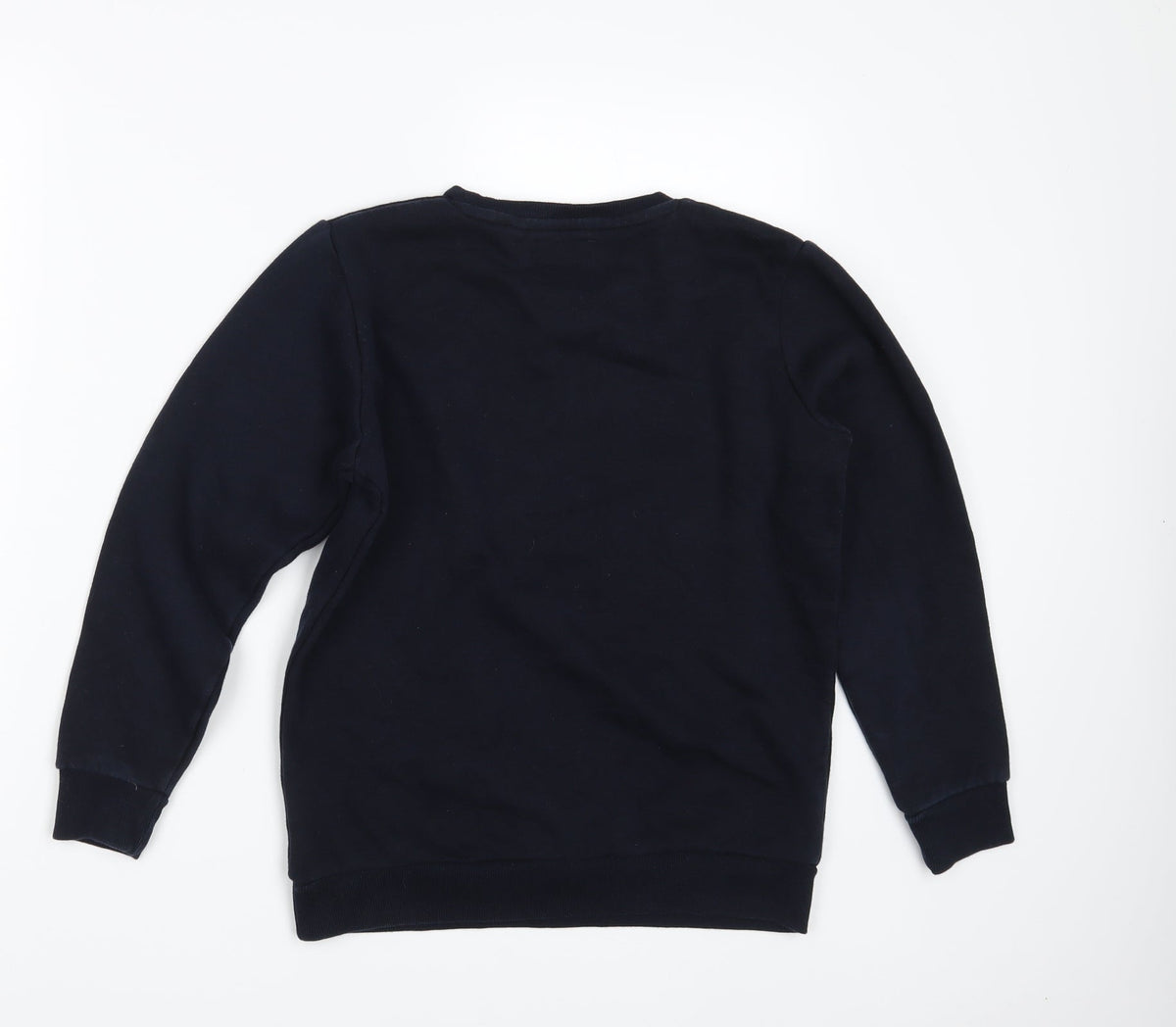 Back view of Next boys’ blue pullover sweatshirt, size 11, years