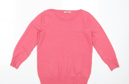 TU Womens Pink Geometric Knit Pullover Jumper Size 8