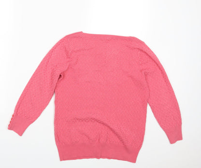 TU Womens Pink Geometric Knit Pullover Jumper Size 8