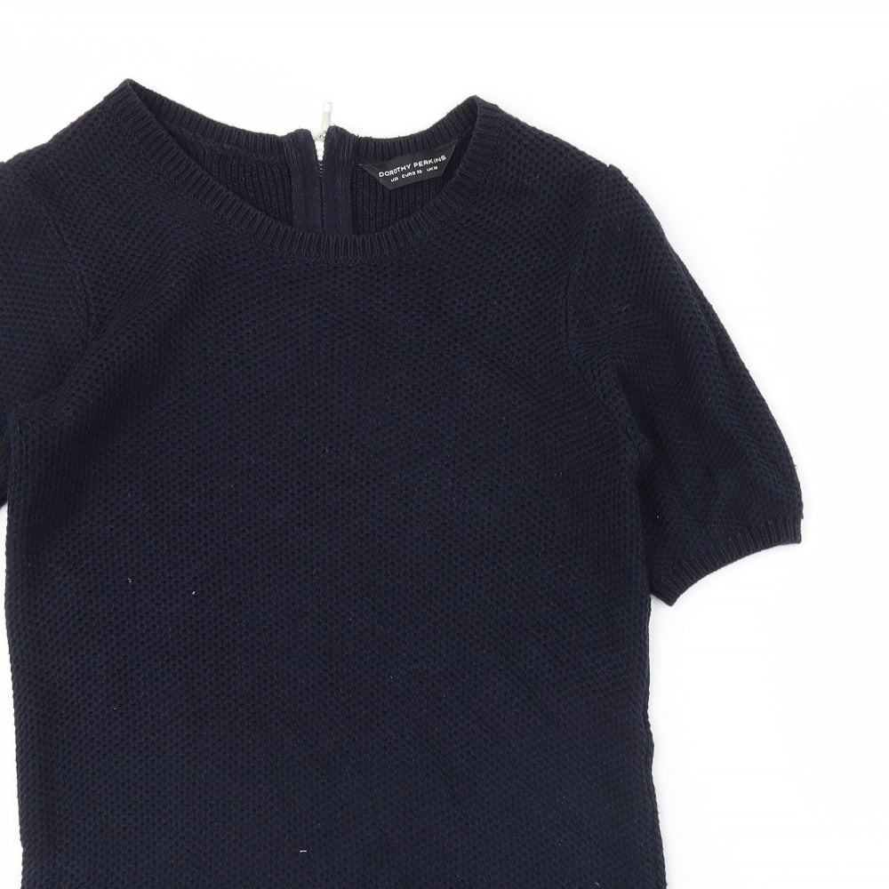 Close-up detail of Dorothy Perkins women’s blue jumper, size UK 10