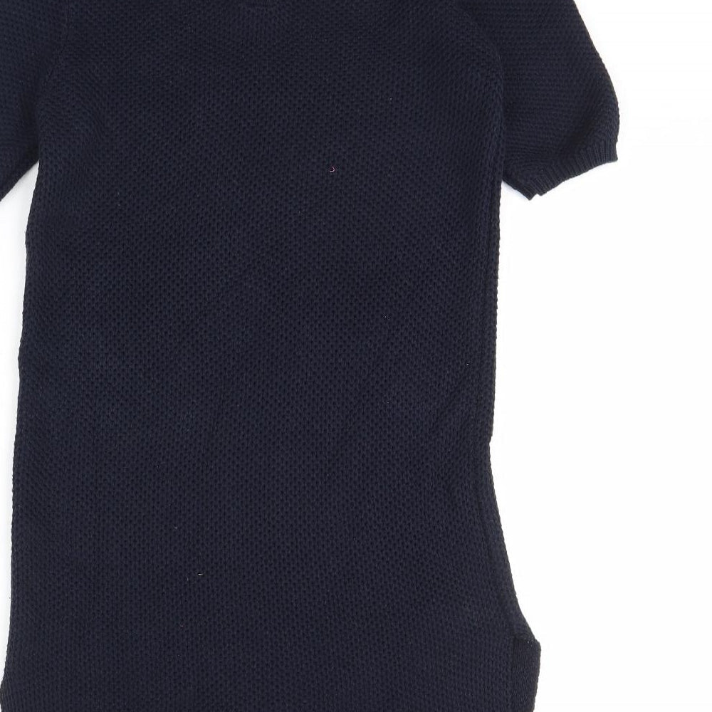 Brand and care label for Dorothy Perkins women’s blue jumper, size UK 10