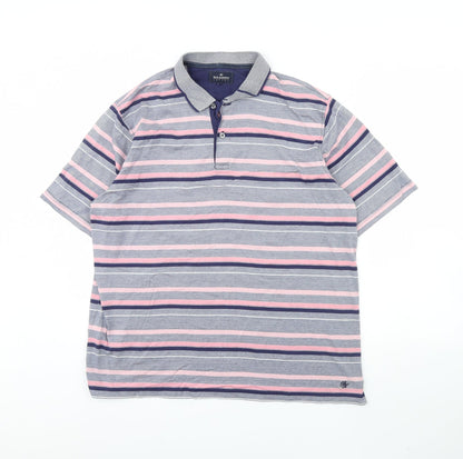 M&s Mens Pink Striped   Polo Size L