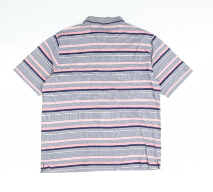 M&s Mens Pink Striped   Polo Size L