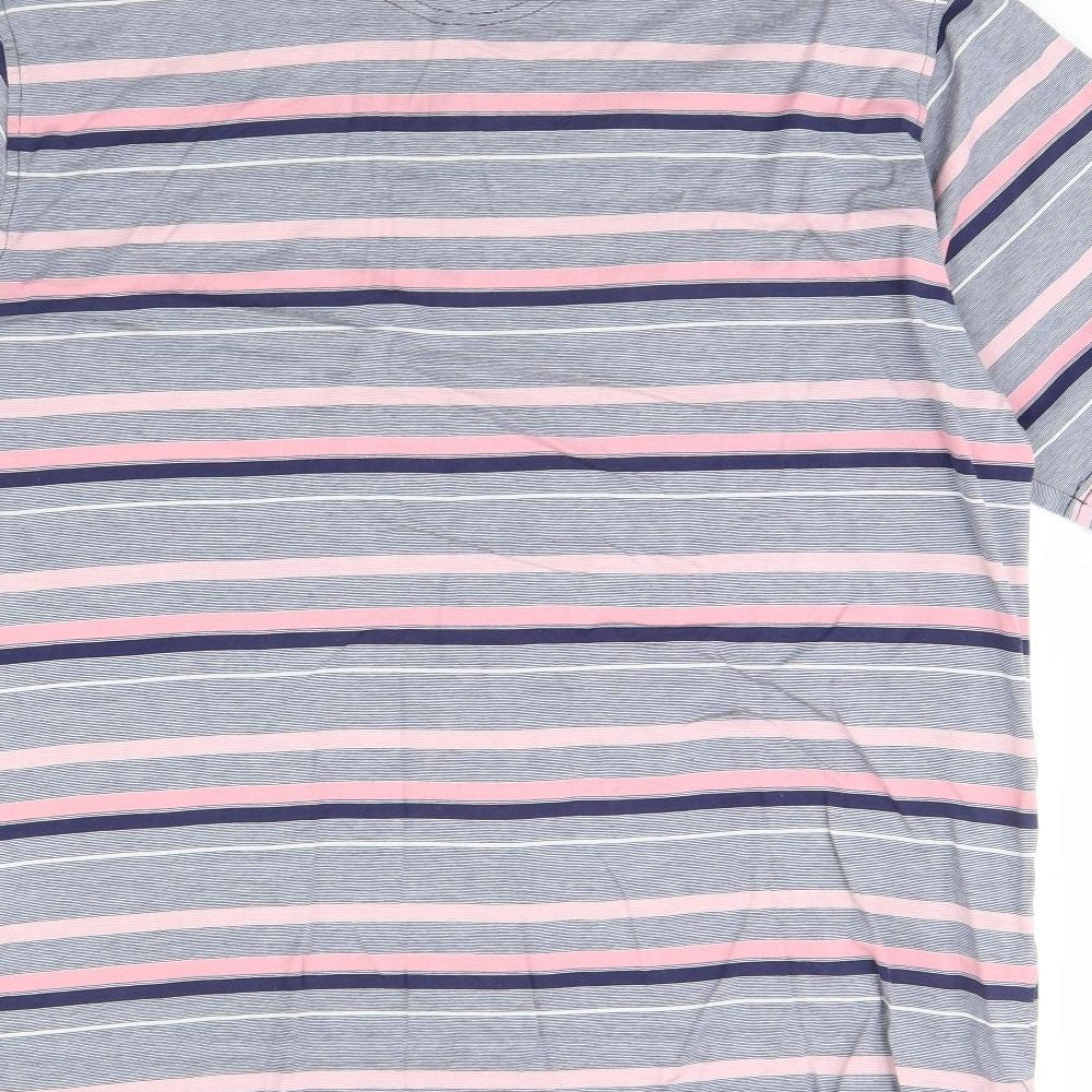 M&s Mens Pink Striped   Polo Size L