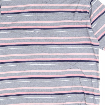 M&s Mens Pink Striped   Polo Size L