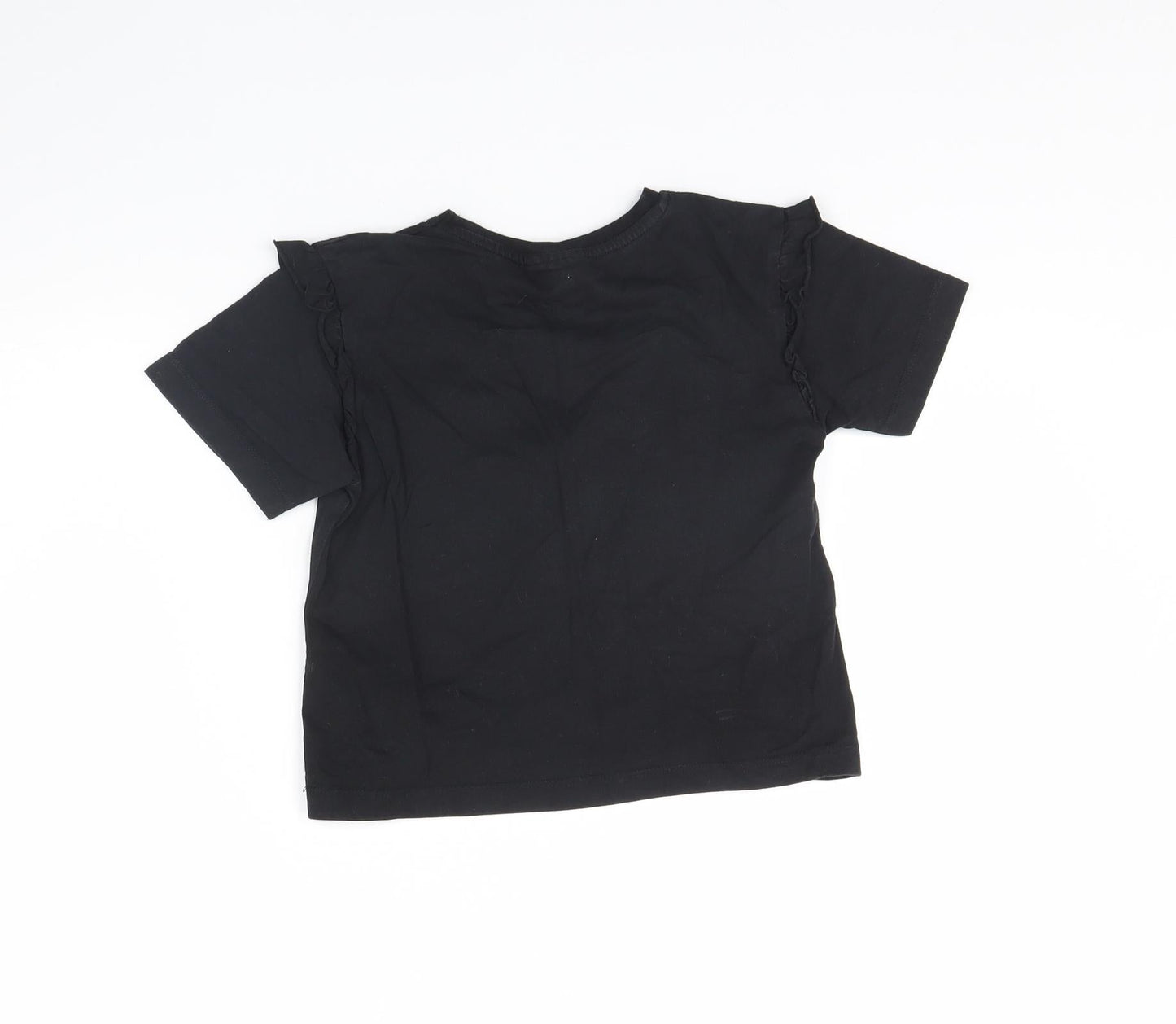 Preworn Girls Black   Camisole T-Shirt Size 7 Years  - Unicorns