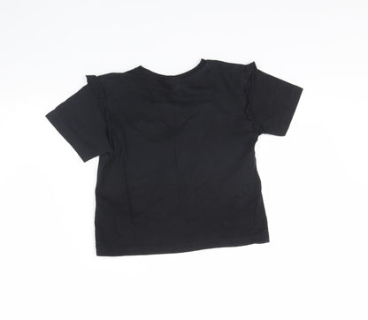 Preworn Girls Black   Camisole T-Shirt Size 7 Years  - Unicorns