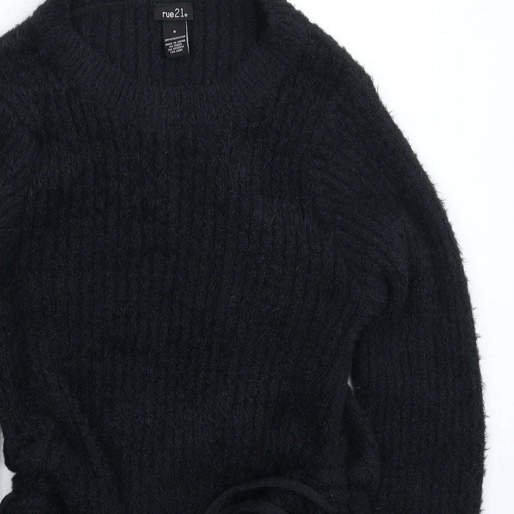 Close-up detail of rue21 women’s black knit jumper, size S