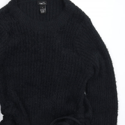 Close-up detail of rue21 women’s black knit jumper, size S