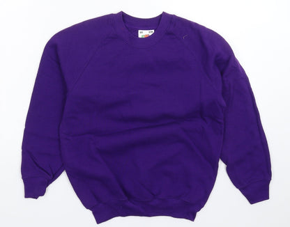 Fruit of the Loom Boys Purple   Pullover Sweatshirt Size 7-8 Years