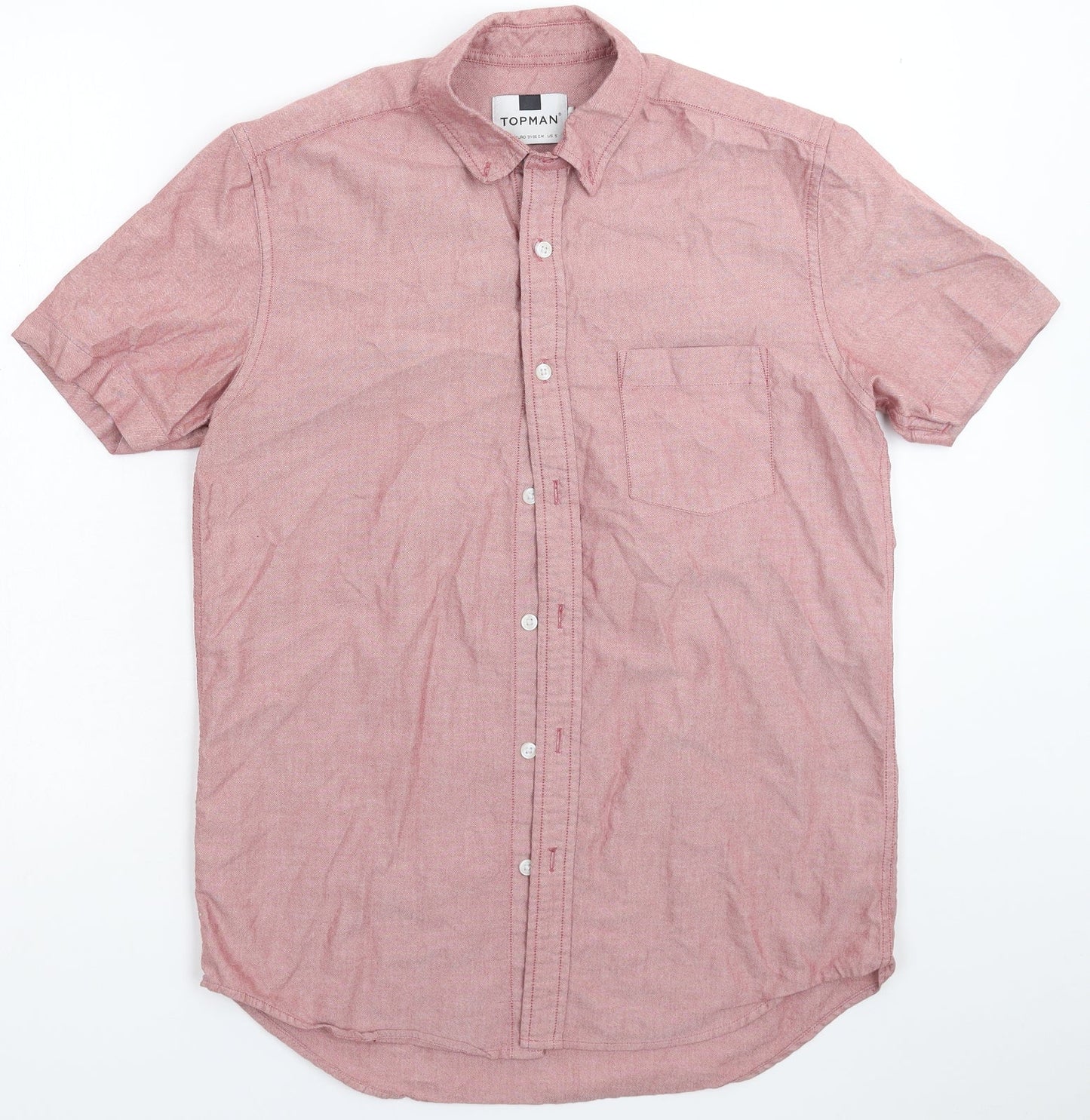 Mens UK Size S Topman Pink  Button-Up Short Sleeve Casual Shirt