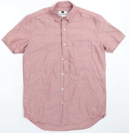 Mens UK Size S Topman Pink  Button-Up Short Sleeve Casual Shirt