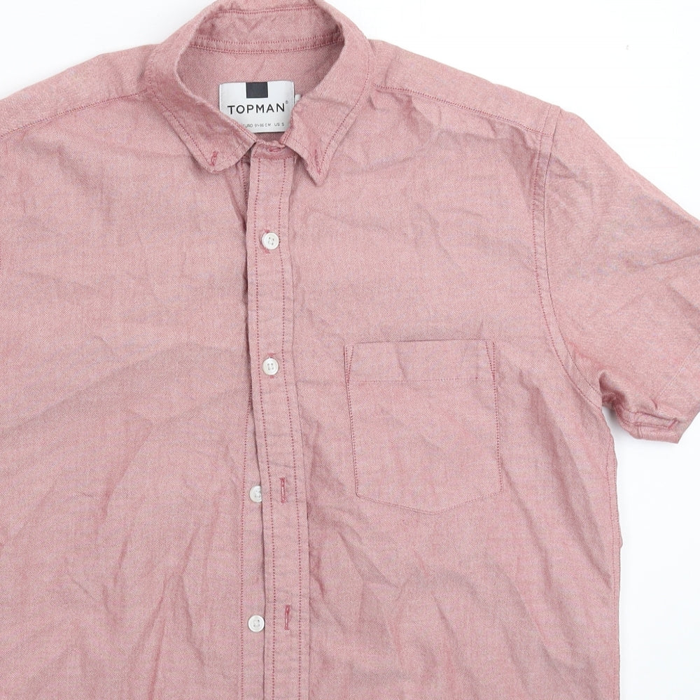 Mens UK Size S Topman Pink  Button-Up Short Sleeve Casual Shirt