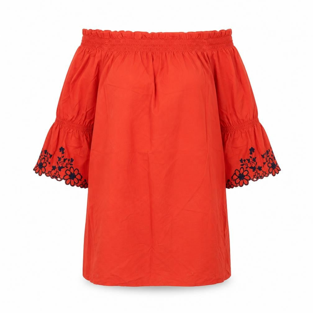 Womens UK Size 8 Papaya Red Basic Blouse
