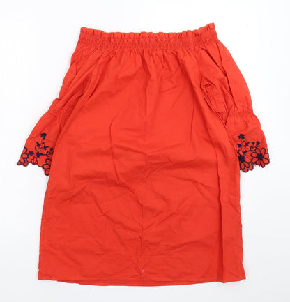 Womens UK Size 8 Papaya Red Basic Blouse