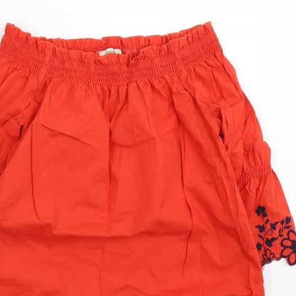 Womens UK Size 8 Papaya Red Basic Blouse