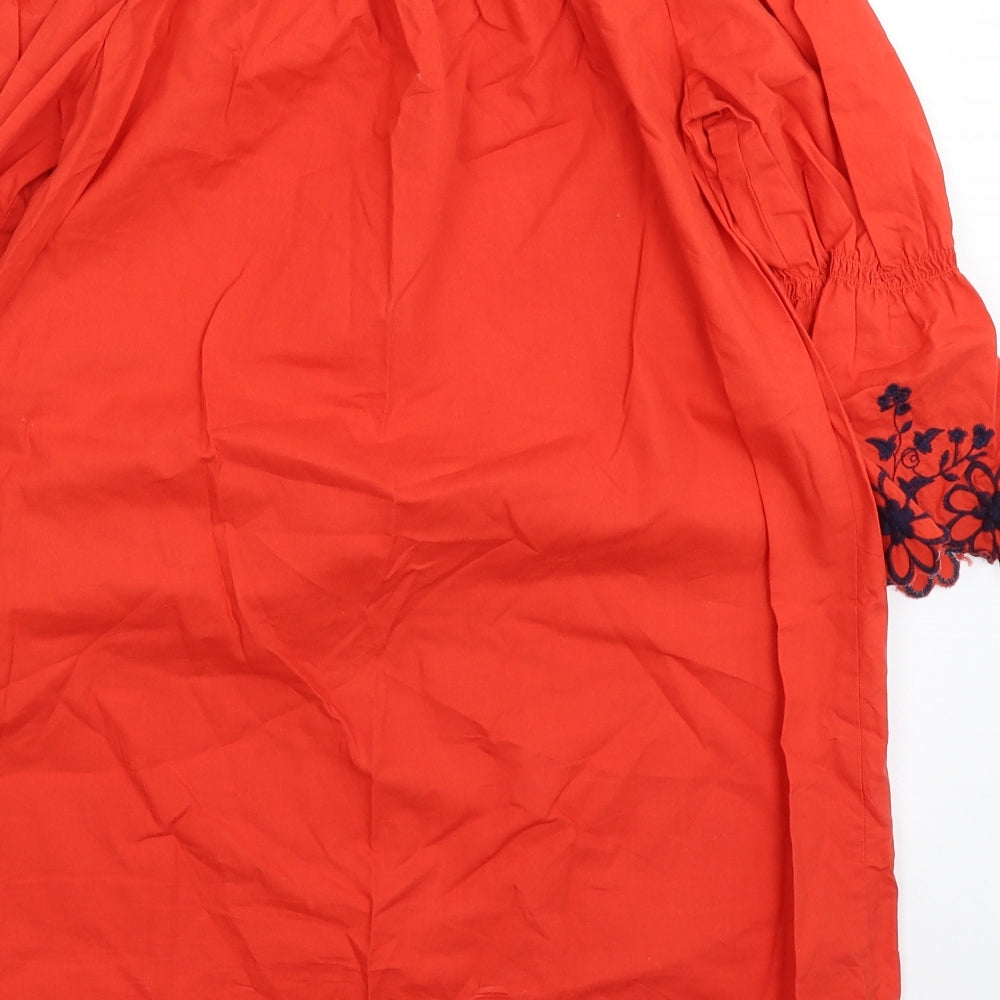 Womens UK Size 8 Papaya Red Basic Blouse