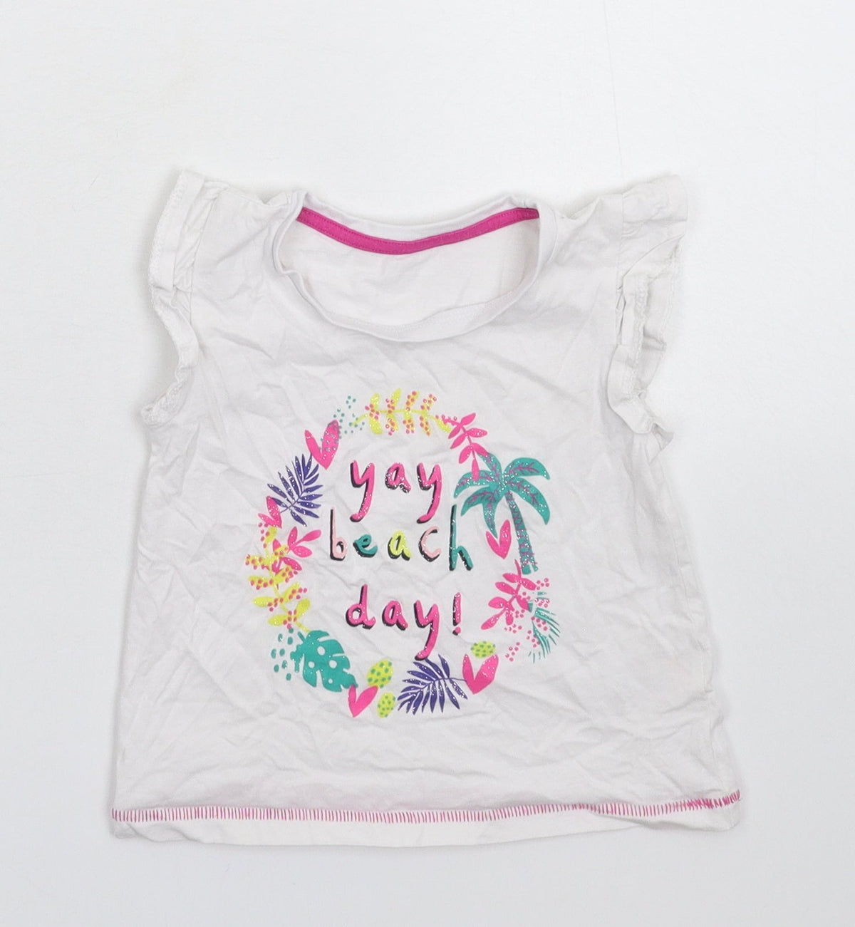 Additional front view of Matalan girls’ white basic t-shirt, size 18-24, months