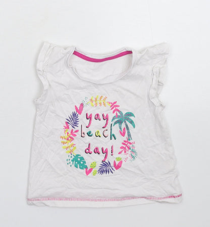 Additional front view of Matalan girls’ white basic t-shirt, size 18-24, months