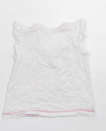 Back view of Matalan girls’ white basic t-shirt, size 18-24, months