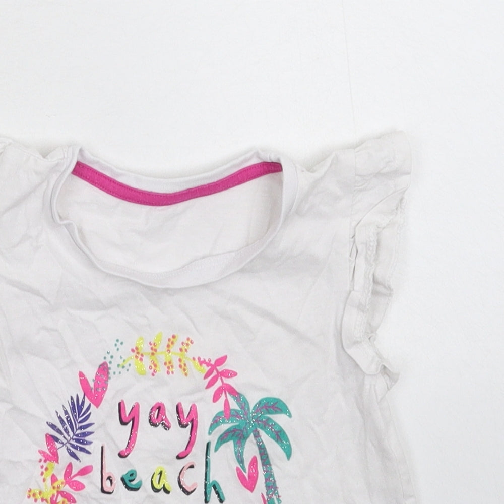 Close-up detail of Matalan girls’ white basic t-shirt, size 18-24, months