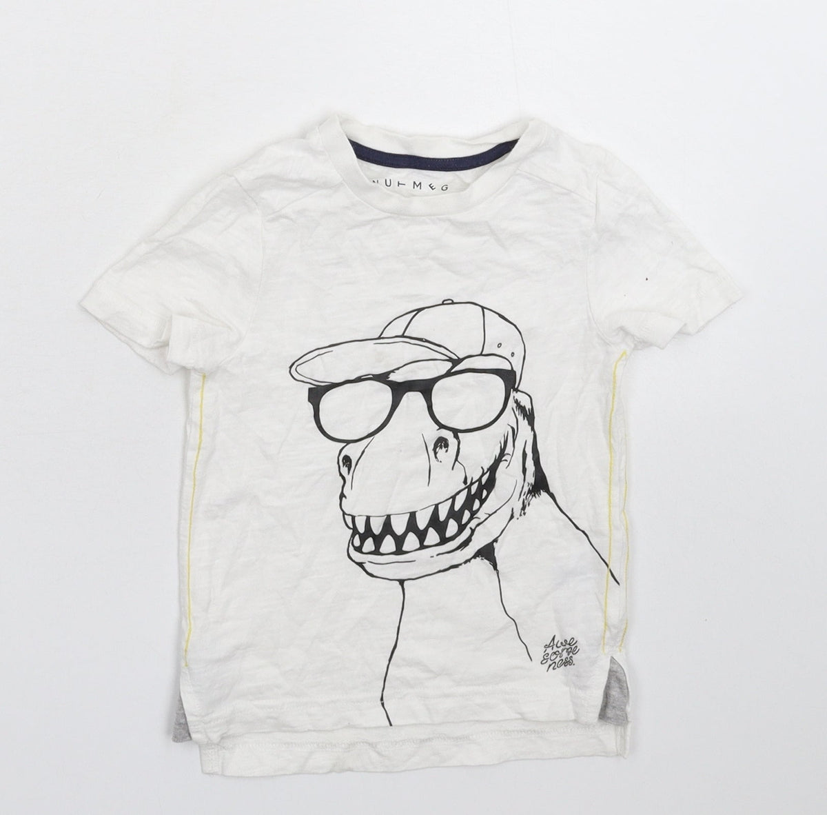 Additional front view of Nutmeg Baby White Basic T-Shirt, size 12-18, Months