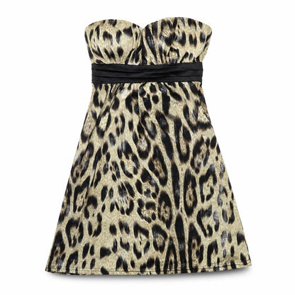 Front view of CFLUK women’s beige animal print jersey bodycon, size M