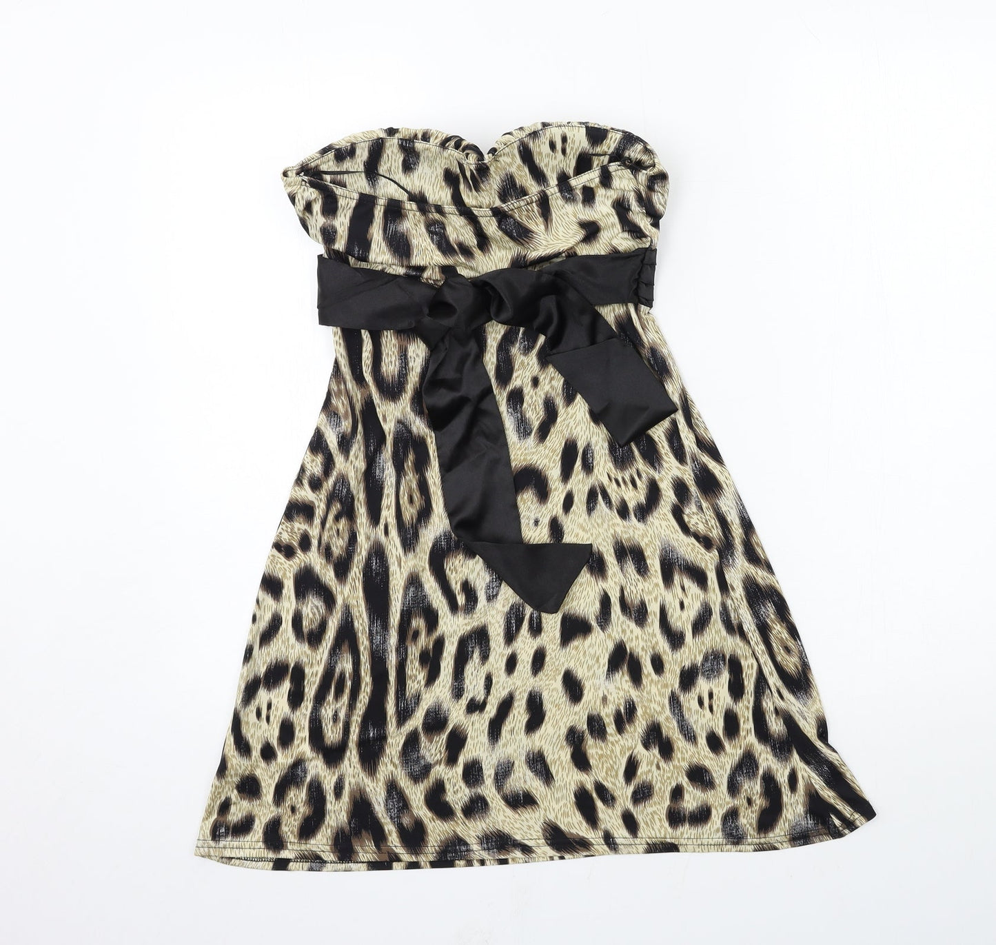 CFLUK Womens Beige Animal Print Jersey Bodycon  Size M
