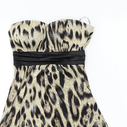 CFLUK Womens Beige Animal Print Jersey Bodycon  Size M
