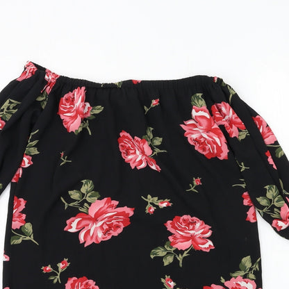 Cameo Rose Womens Black Floral  A-Line  Size 10