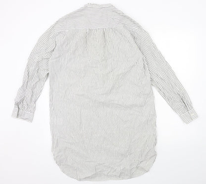 H&M Womens White Striped  Shirt Dress  Size 6